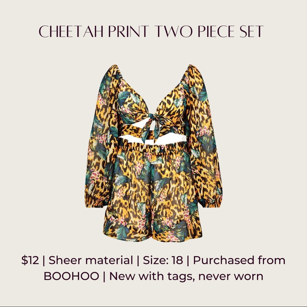 Cheetah print 2 piece set